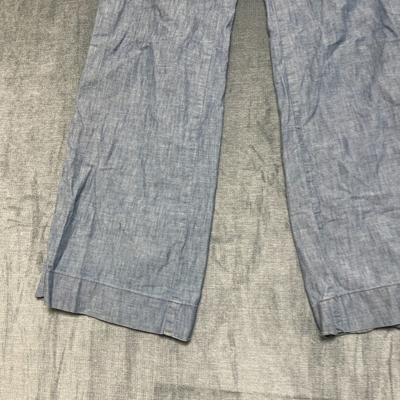 Gap Wide Leg Pants Women 4 Blue Cotton Chambray Mid Rise Relaxed Fit Resort Wear - Picture 3 of 16